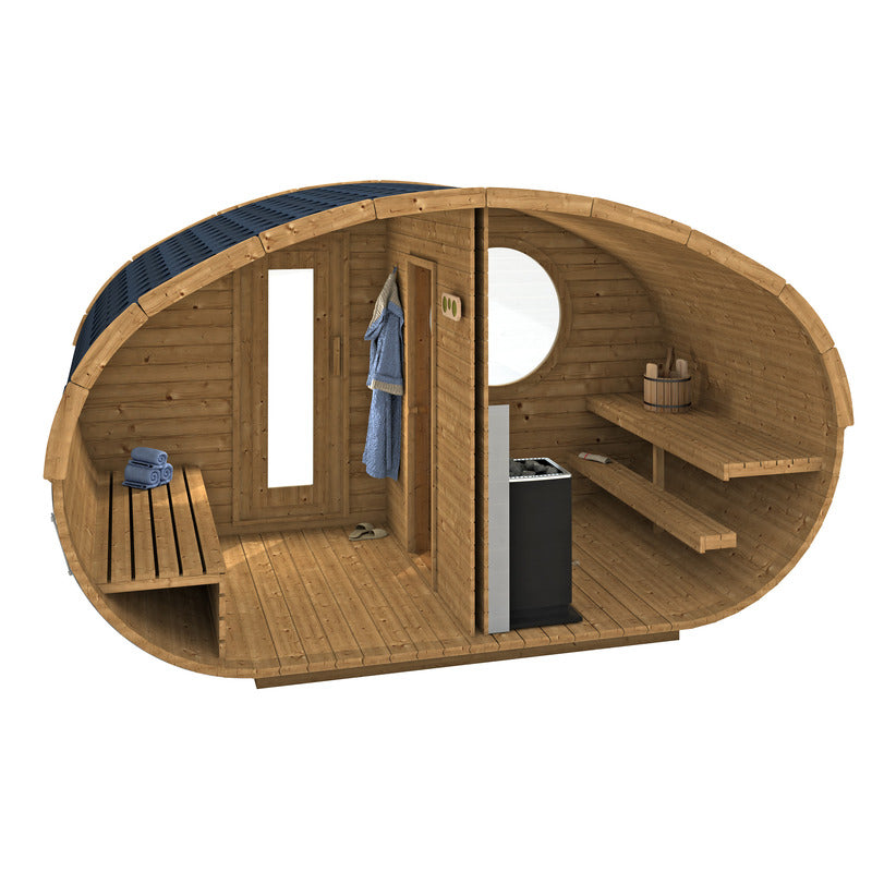 3D front cross section of sauna hobbit