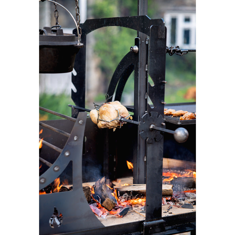 Asado Primera BBQ – The Banquet Firepits UK chicken on rotisserie