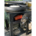 Complete Outdoor Kitchen Firepits UK close up with swing arm bbq rack and warming drawer