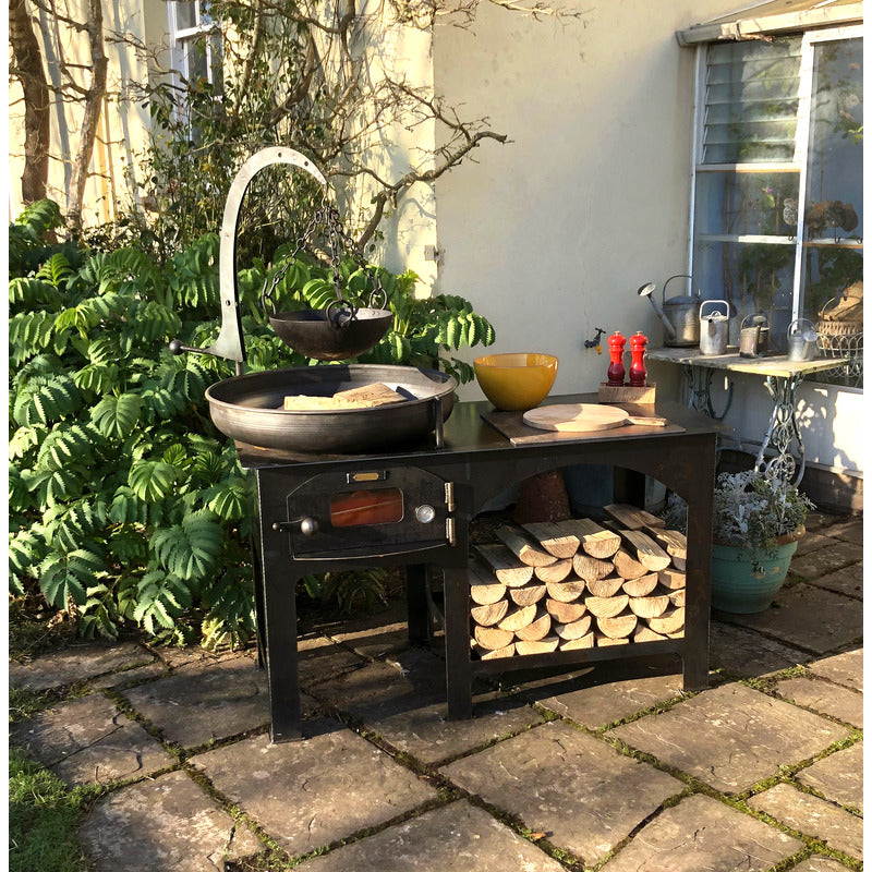 Complete Outdoor Kitchen Firepits UK fire pit with cooking bowl and logs