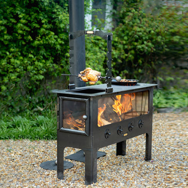 firepits uk large outdoor wood burner bbq side view