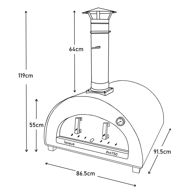 Igneus Pro 750 Wood-Fired Pizza Oven dimensions