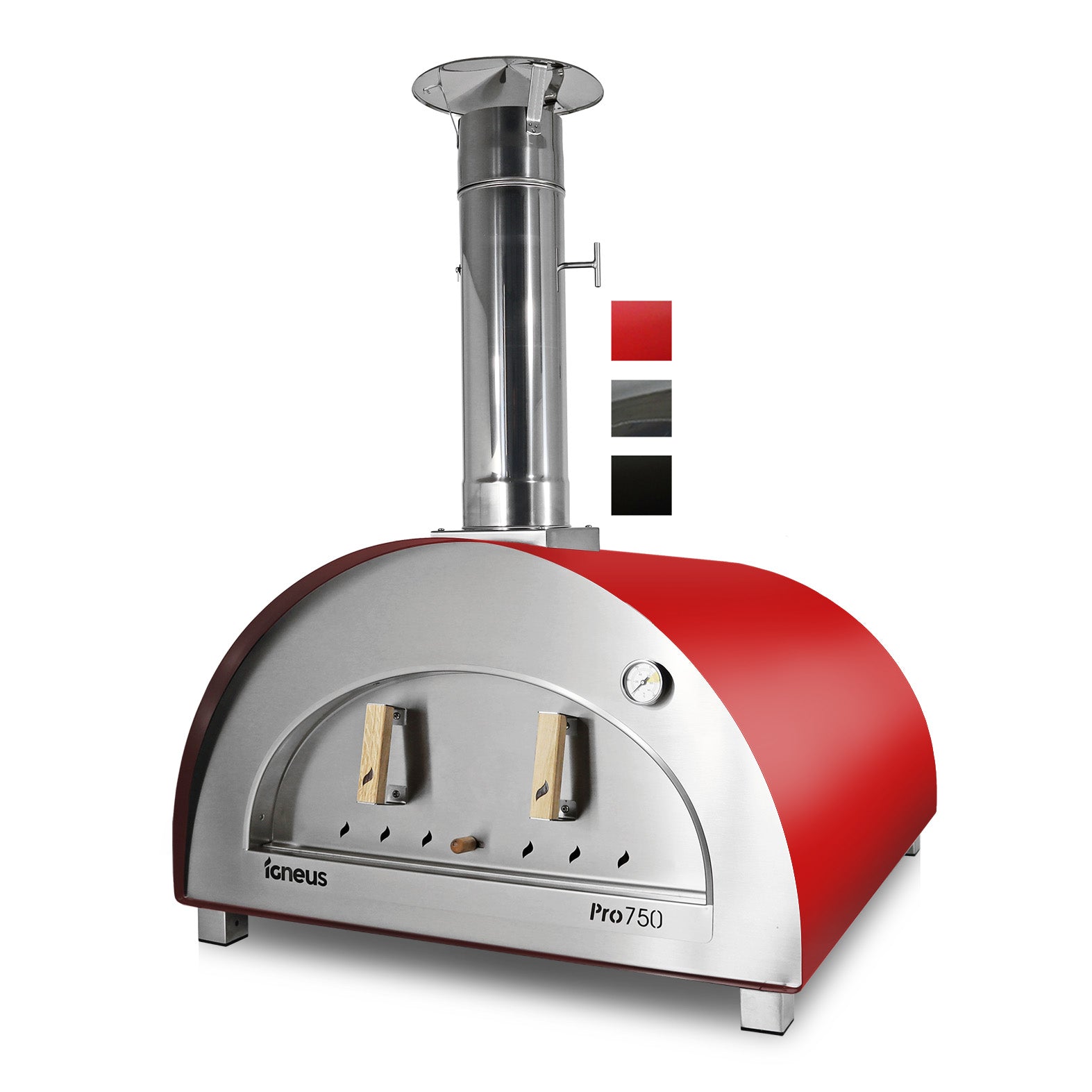 Igneus Pro 750 Wood-Fired Pizza Oven red with door