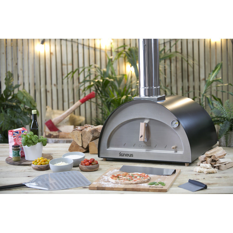 Igneus Classico Wood-Fired Pizza Oven with pizza