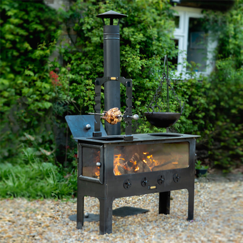 firepits uk large outdoor wood burner bbq front view cooking