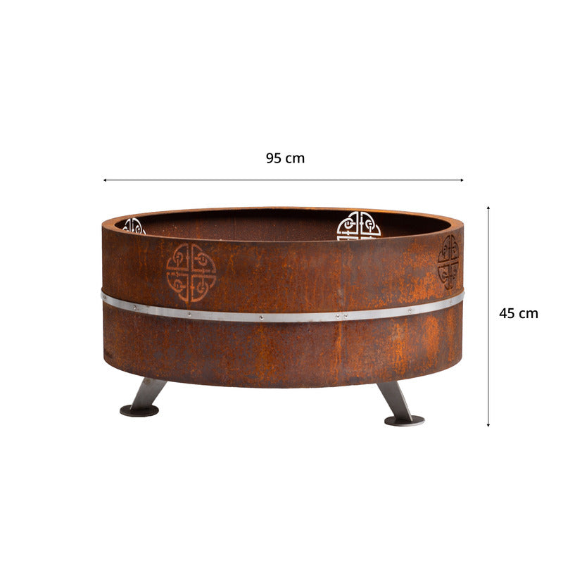 GrillSymbol Corten Steel Fire Pit Lucas, ø 95 cm dimensions