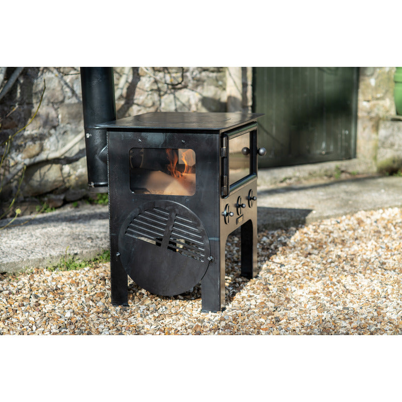 Medium Outdoor Wood Burner BBQ side view