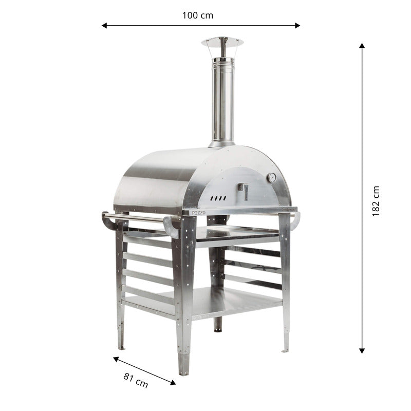 GrillSymbol stainless steel Wood Fired Pizza Oven Pizzo-inox with stand dimensions