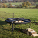 Plain Jane 120 Fire Pit with Four Swing Arm BBQ Racks Firepits UK with logs and four arms not alight