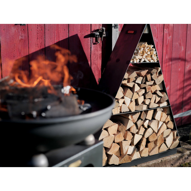 Pyramid Log Store Firepits UK  with firepit