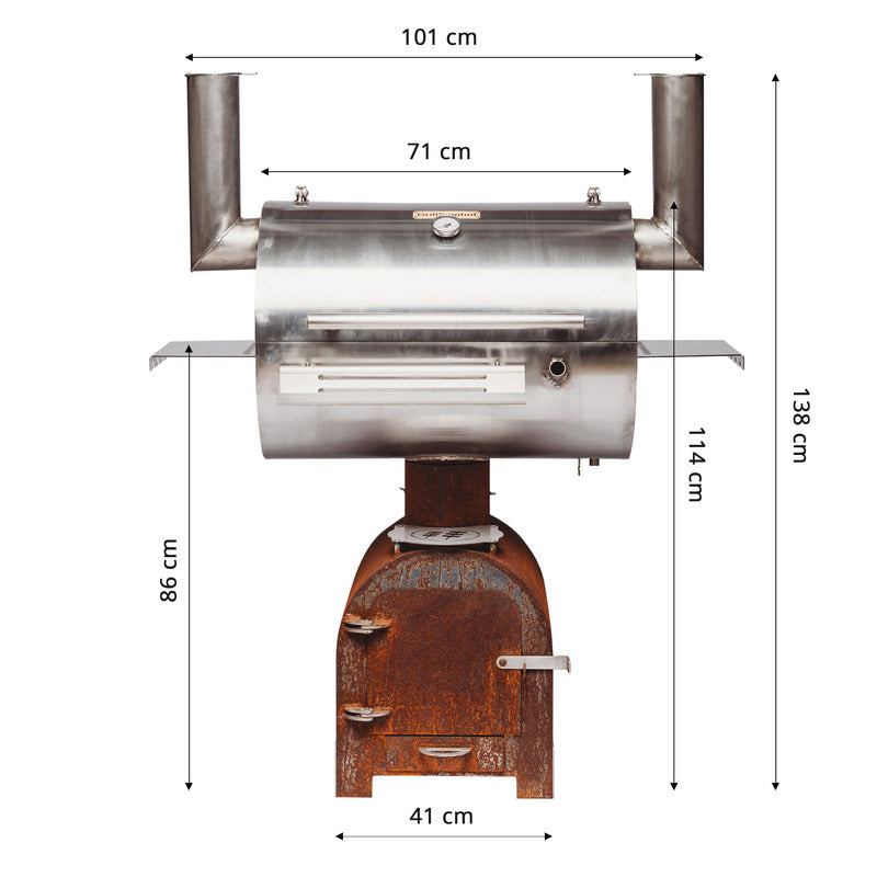 GrillSymbol BBQ Smoker Smoky Beast Silver dimensions