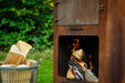 Weltevree-Outdooroven-fire and log close up