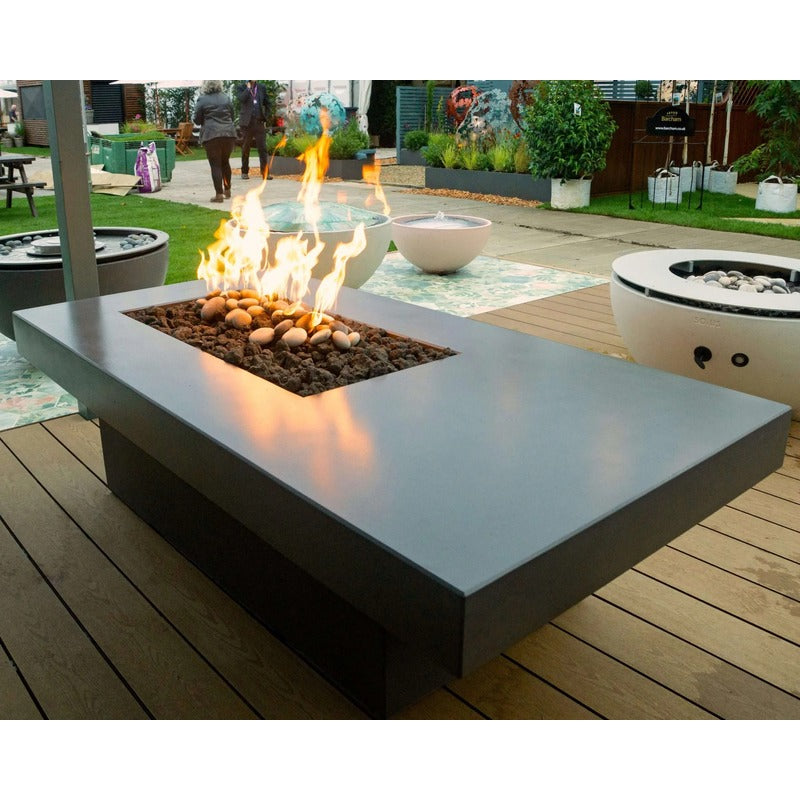 fire table tavaolo on deck with flames