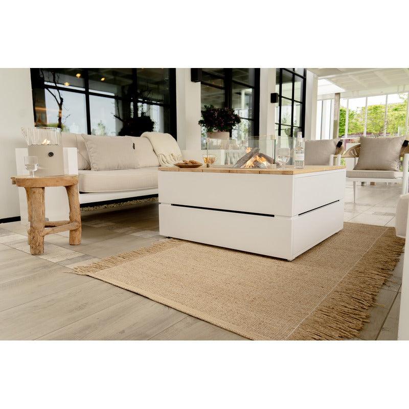 lounge setting with white cosi fire table