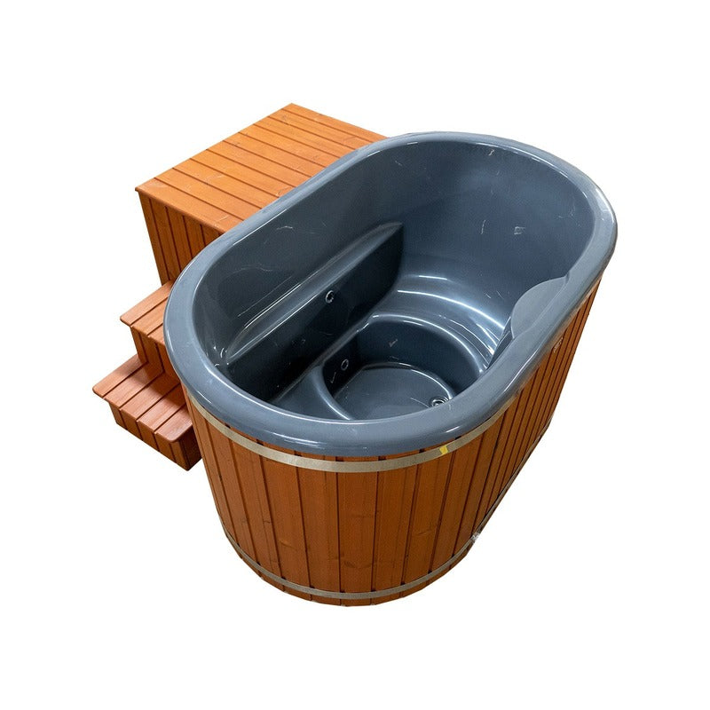 ofuro tub angled view from above with step 